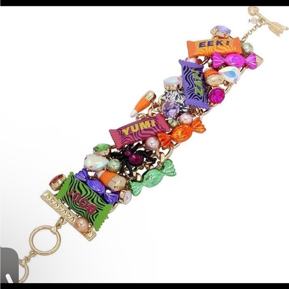 Betsey Johnson Halloween Candy Toggle Rhinestone Chunky Glow in Dark Bracelet
